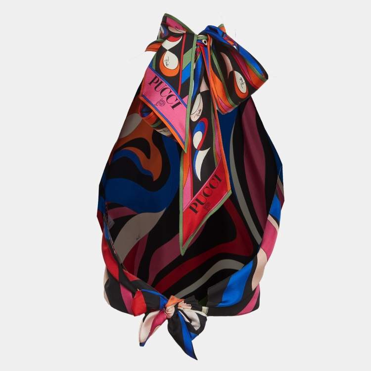 مملوكة مسبقًا Pucci Multicolor Printed Silk Halterneck Scarf Top (U)