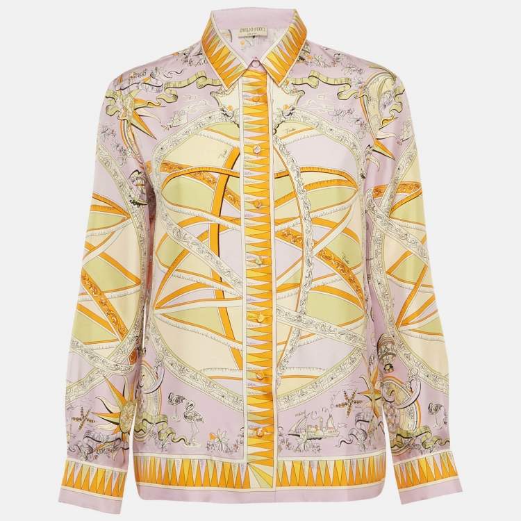 Pre Owned Emilio Pucci Multicolor Printed Silk Button Front Shirt S