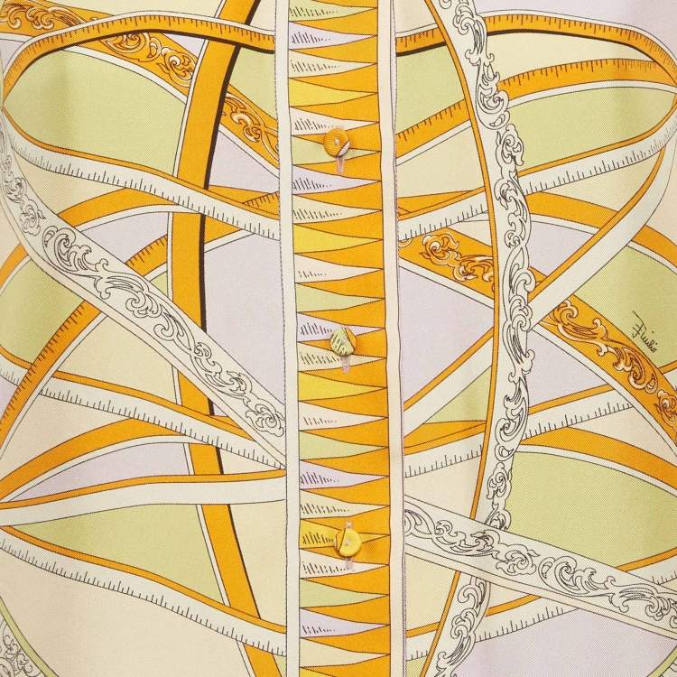 Pre Owned Emilio Pucci Multicolor Printed Silk Button Front Shirt S