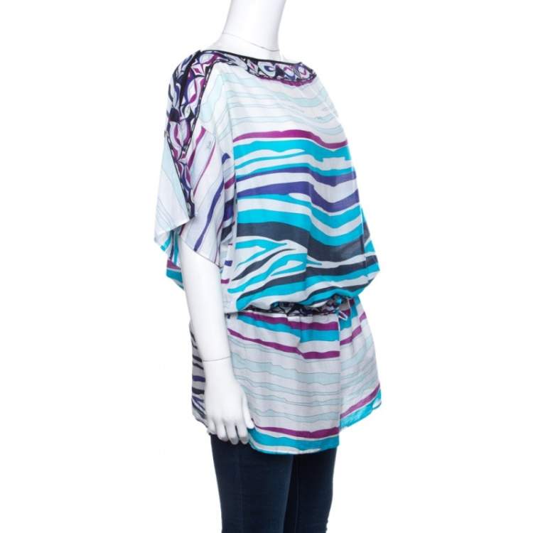 Pre Owned Emilio Pucci Multicolor Printed Cotton Voile Tunic M