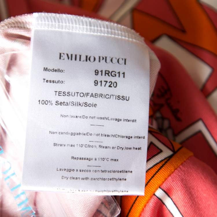 Pre Owned Emilio Pucci Pink Printed Silk Belted Shirt Dress S