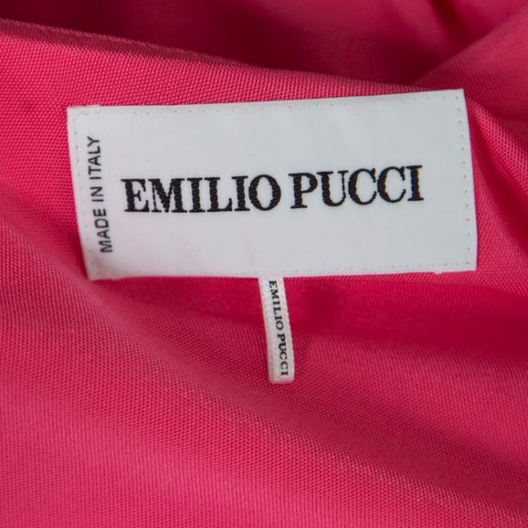 Pre Owned Emilio Pucci Pink Knit  Draped One Shoulder Dress S