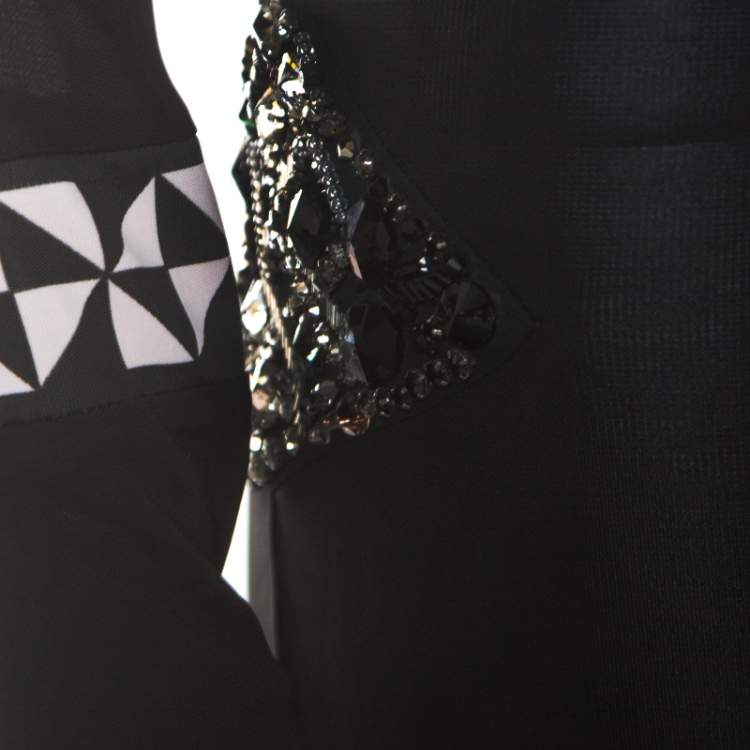 Pre Owned Emilio Pucci Black Knit Crystal Embellished Backless Sheath Dress S