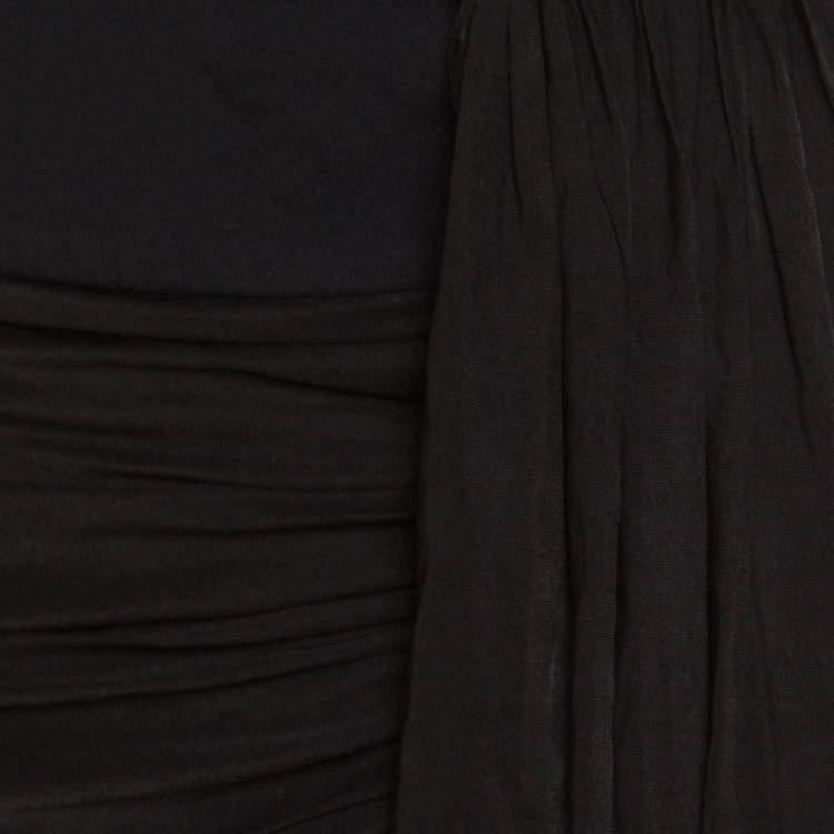 Pre Owned Emilio Pucci Black Draped Jersey Asymmetric Mini Skirt S