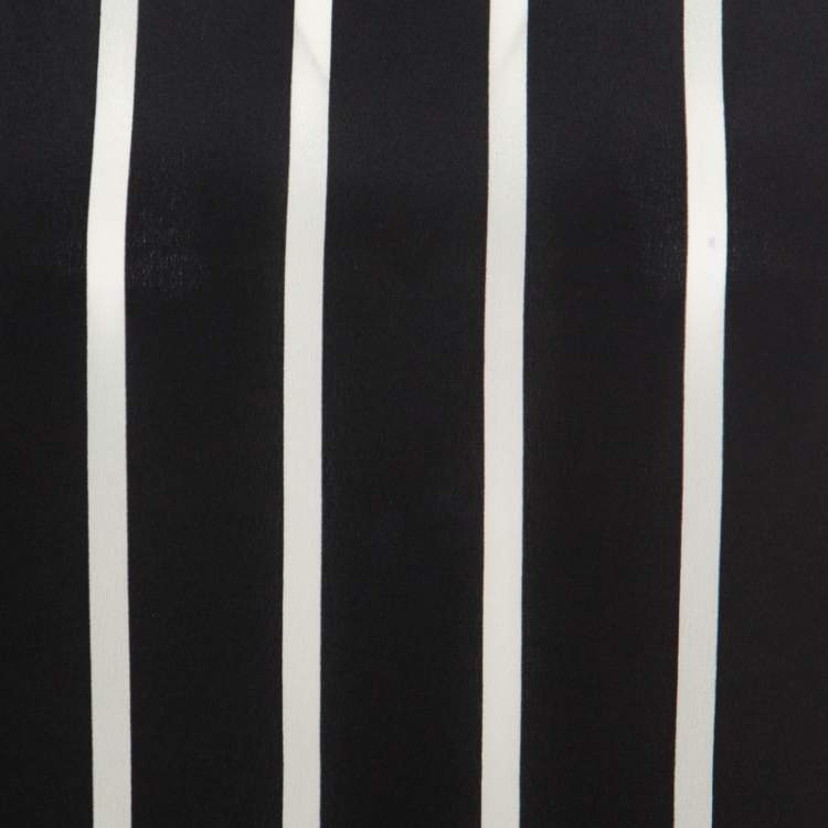 Pre Owned Emilio Pucci Black and White Striped Silk Oversized Sleeveless Top S