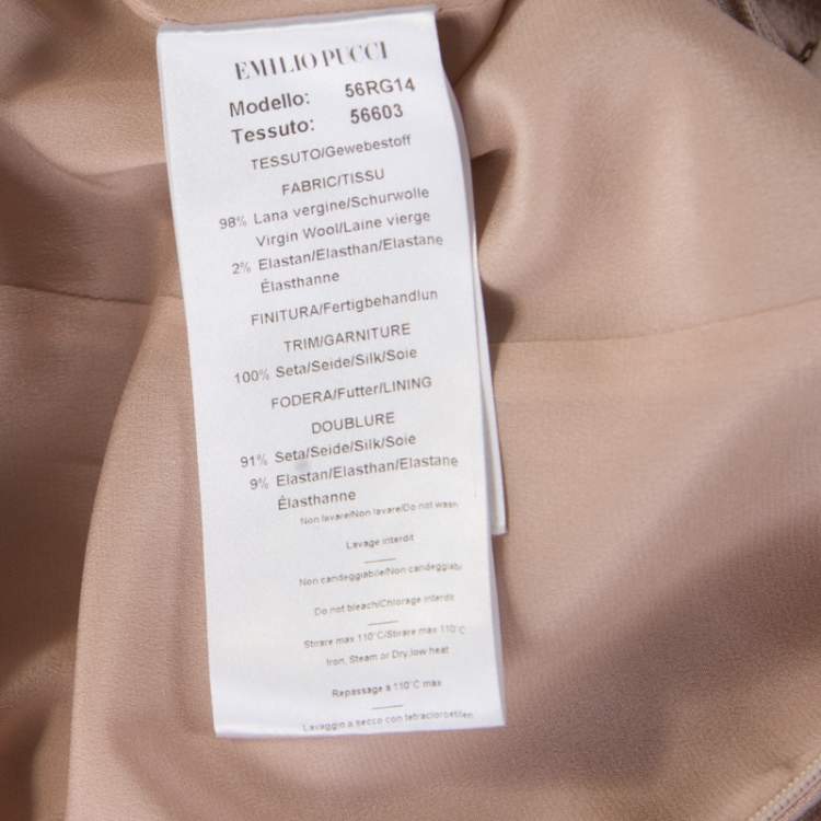 Pre Owned Emilio Pucci Blush Pink Wool Contrast Bodice Tie Detail Short Sleeve Dress M