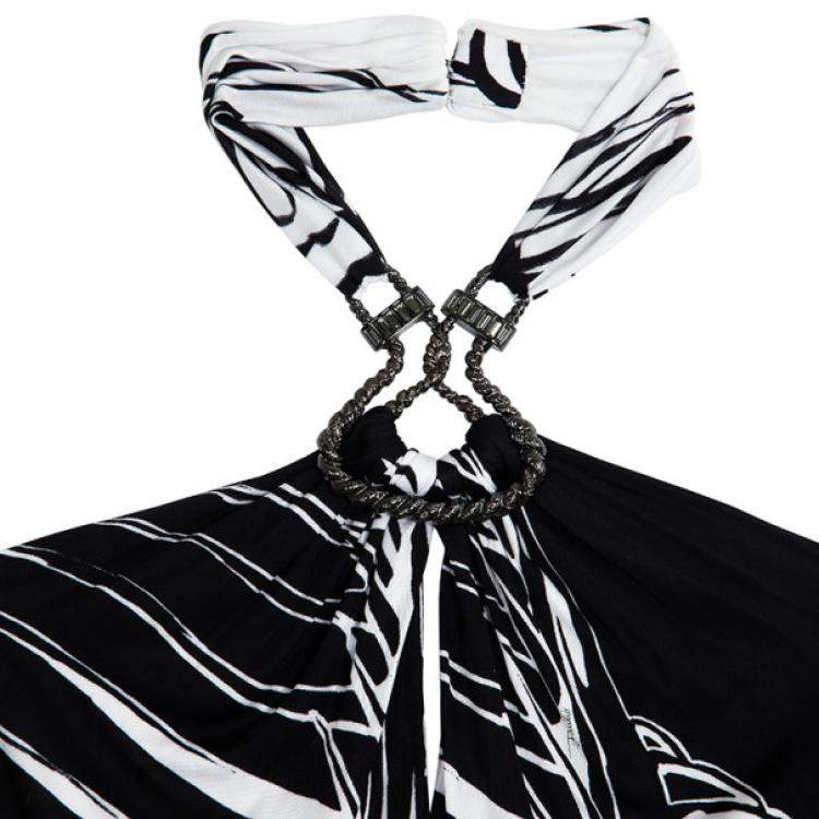 Pre Owned Emilio Pucci Bianco Nero Stretch Top S