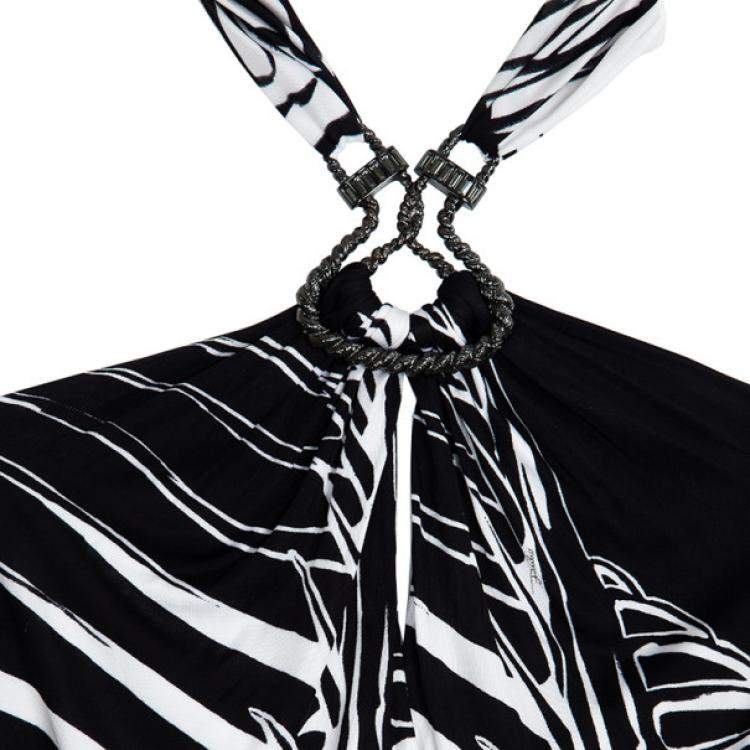 Pre Owned Emilio Pucci Bianco Nero Stretch Top S