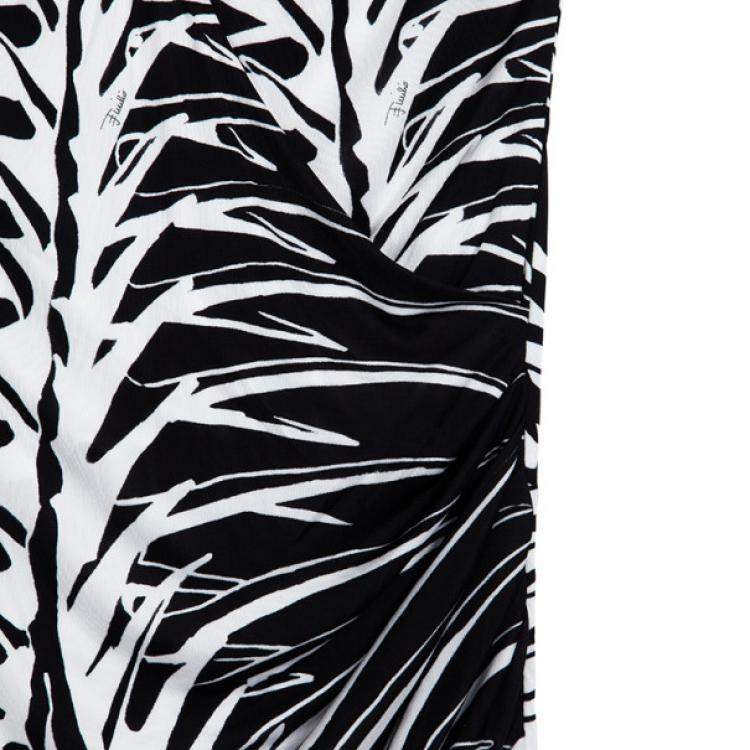 Pre Owned Emilio Pucci Bianco Nero Stretch Top S