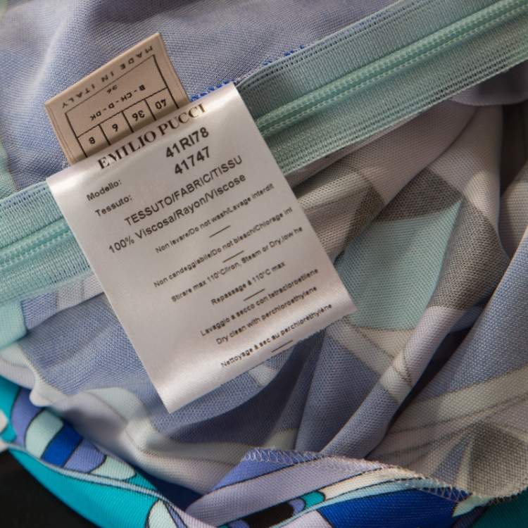 Pre Owned Emilio Pucci Blue Abstract Printed Jersey Sleeveless Tapered Jumpsuit S 