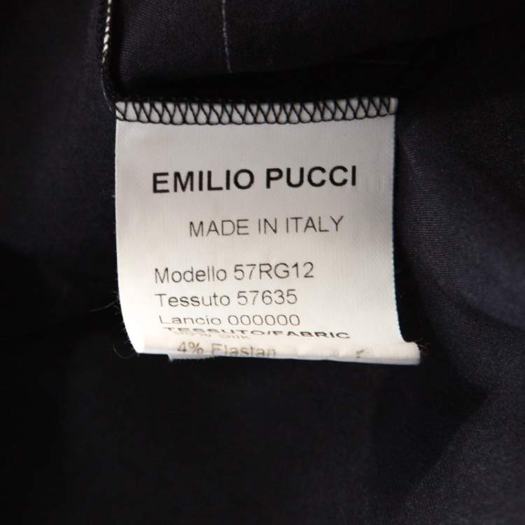Pre Owned Emilio Pucci Monochrome Abstract Print Silk Strappy Jumpsuit M