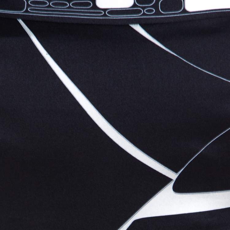 Pre Owned Emilio Pucci Monochrome Abstract Print Silk Strappy Jumpsuit M