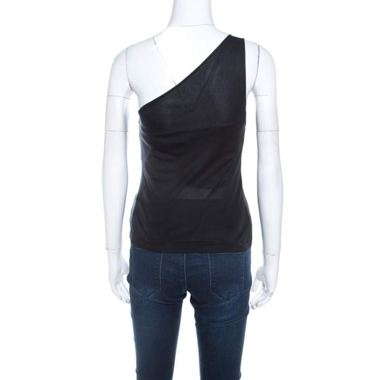 Pre Owned Emilio Pucci Black Silk Jersey One Shoulder Top M 