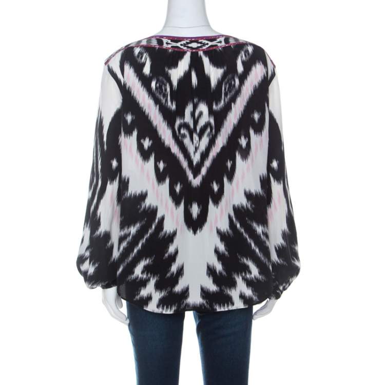 Pre Owned Emilio Pucci Multicolor Printed Silk Blouse M