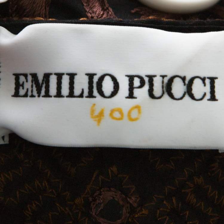 Pre Owned Emilio Pucci Black Mirror Embellished Silk Blend Kaftan Dress S