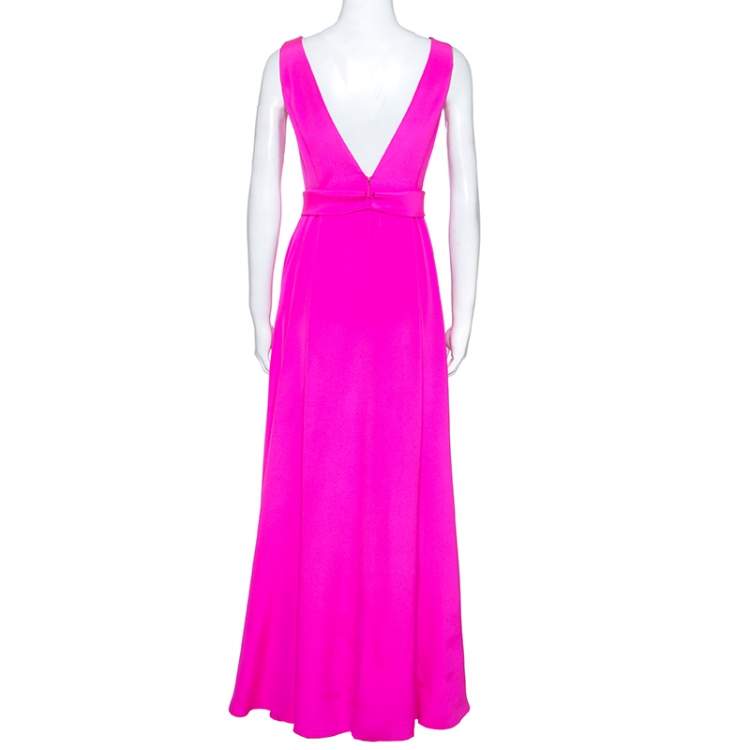 Pre Owned Emilio Pucci Bright Pink Silk Embellished Bodice Sleeveless Gown S