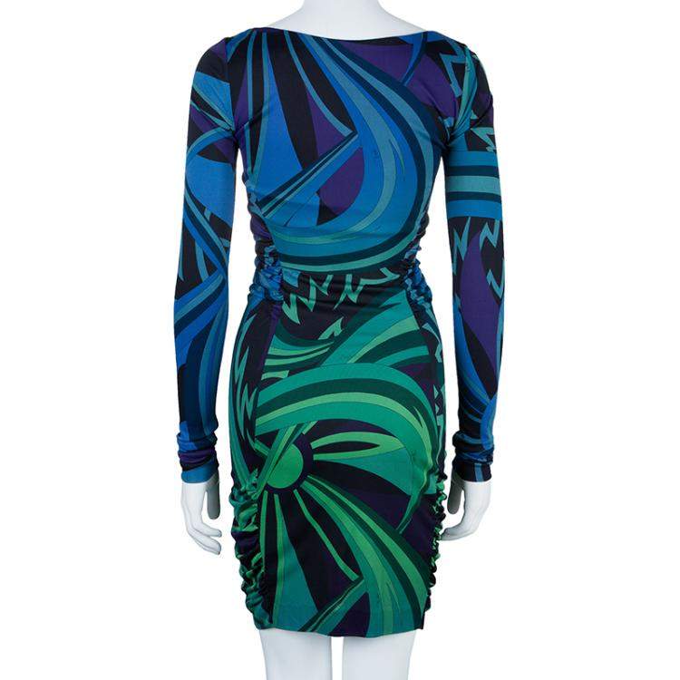 Pre Owned Emilio Pucci Printed Long Sleeve Dress S
