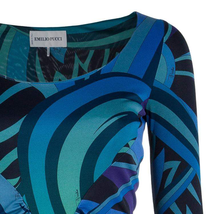 Pre Owned Emilio Pucci Printed Long Sleeve Dress S