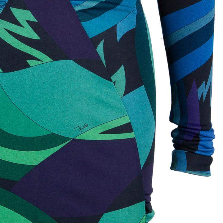Pre Owned Emilio Pucci Printed Long Sleeve Dress S