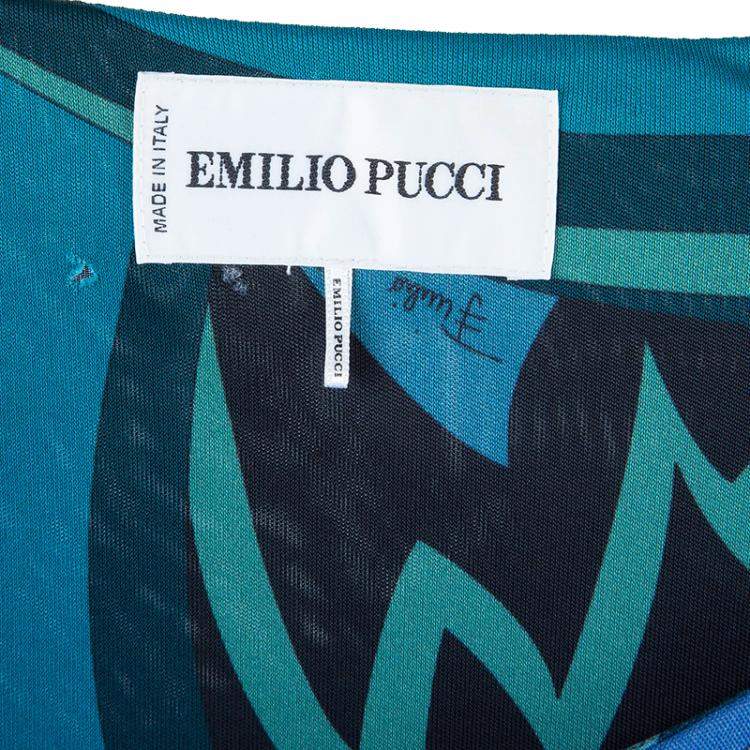 Pre Owned Emilio Pucci Printed Long Sleeve Dress S