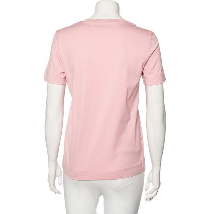 Pre Owned Emilio Pucci Pink Vetrate Logo Printed Cotton Short Sleeve T-Shirt XS