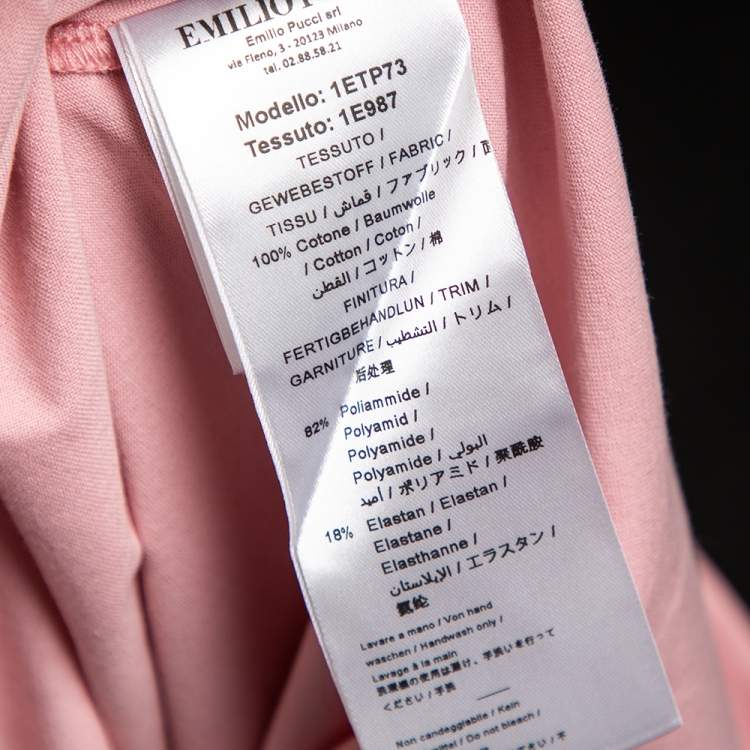 Pre Owned Emilio Pucci Pink Vetrate Logo Printed Cotton Short Sleeve T-Shirt XS