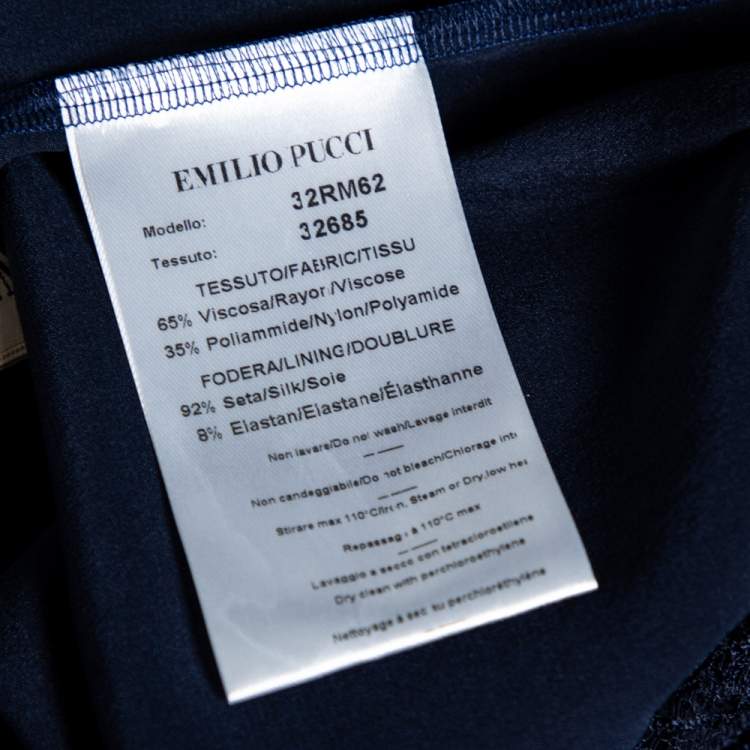 Pre Owned Emilio Pucci Navy Blue Lace Blouse M