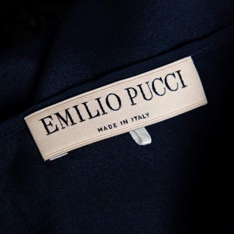 Pre Owned Emilio Pucci Navy Blue Lace Blouse M