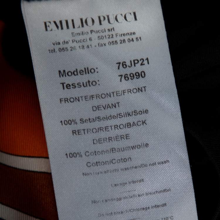 Pre Owned Emilio Pucci Multicolored Printed Silk & Cotton Short Sleeve Top M
