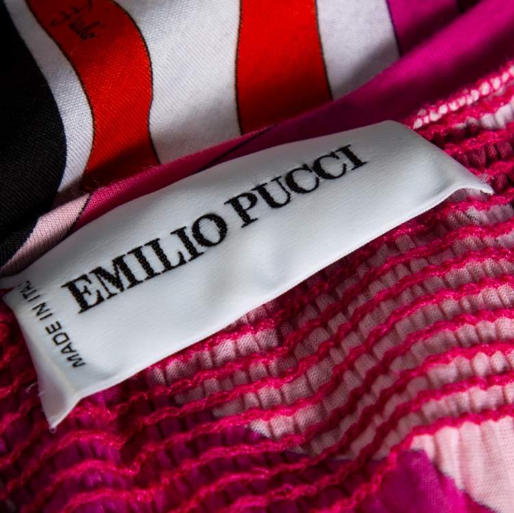 Pre Owned Emilio Pucci Multicolored Printed Cotton V Neck Sleeveless Top S