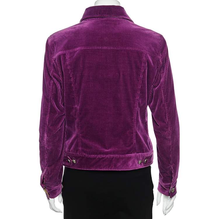 Pre Owned Emilio Pucci Purple Corduroy Button Front Jacket M