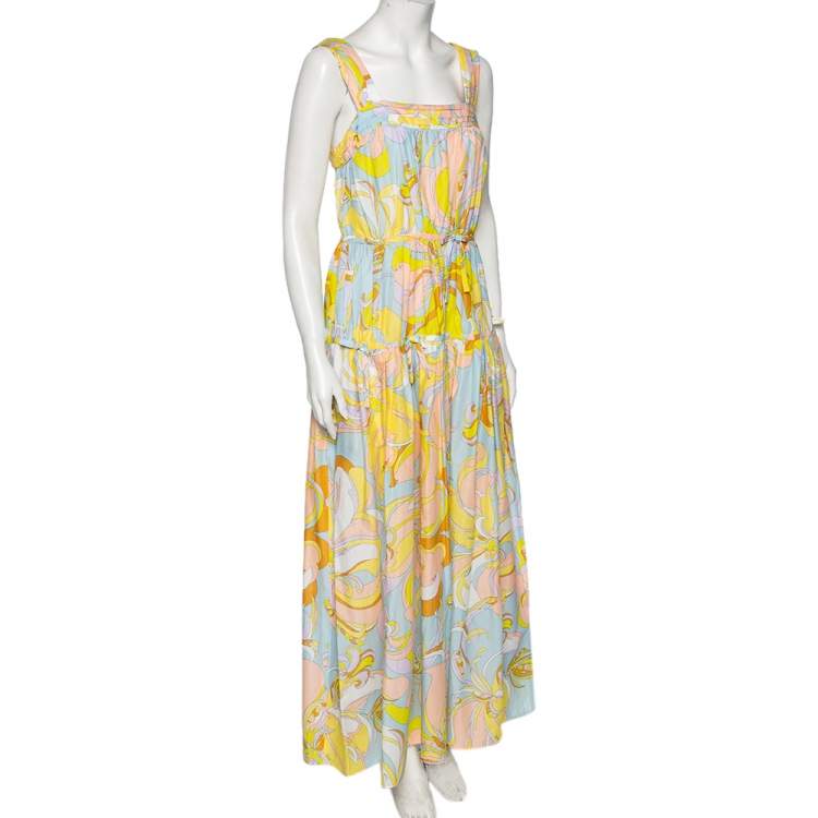 Pre Owned Emilio Pucci Multicolored Aruba Print Silk Sleeveless Dress M