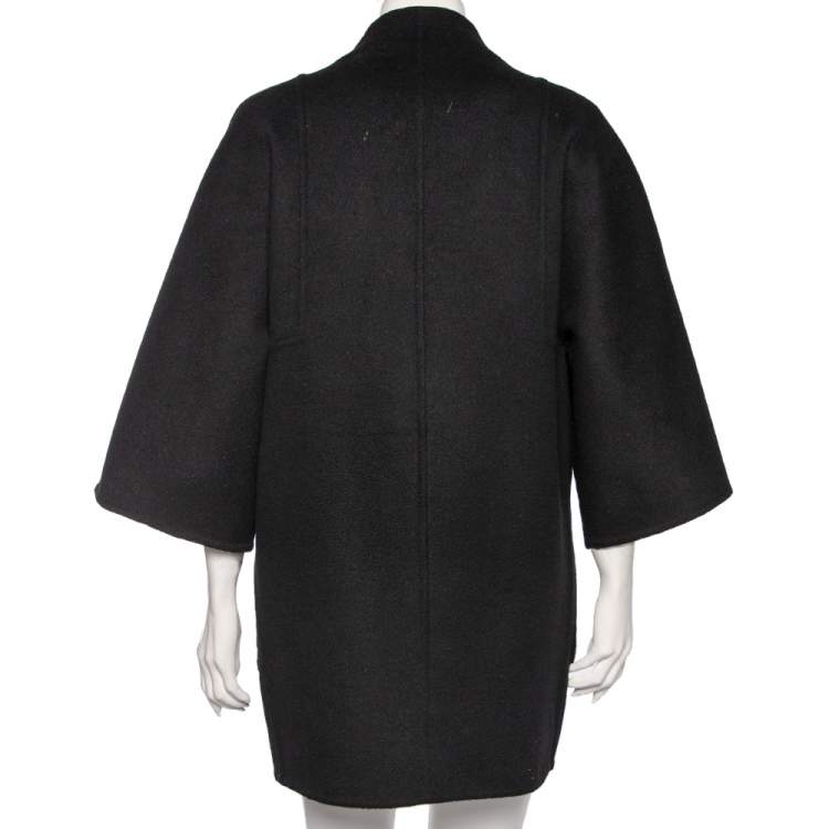 Pre Owned Emilio Pucci Black Wool Embellished Pocket Detailed Coat S 