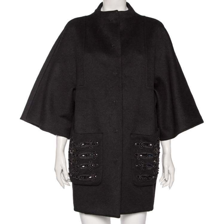 Emilio Pucci Black Wool Embellished Pocket Detailed Coat S Emilio Pucci ...