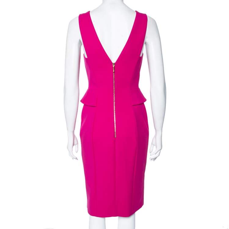 Pre Owned Emilio Pucci  Pink Crepe Peplum Detailed Sheath Dress M