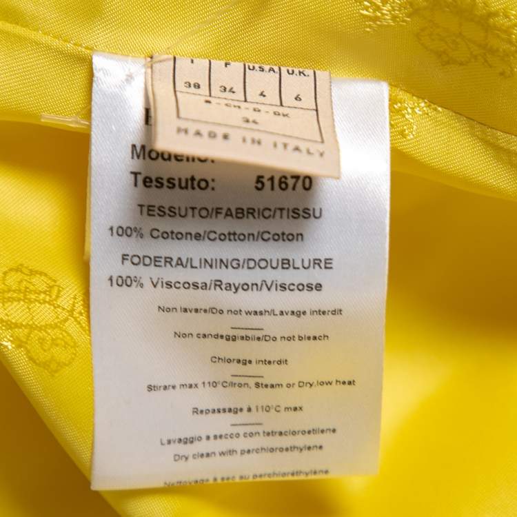Pre Owned Emilio Pucci Yellow Cotton Single Breasted Oversized Coat S