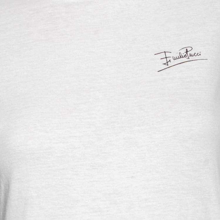 Pre Owned Emilio Pucci White Cotton & Silk Contrast Sleeve Detail T-Shirt S