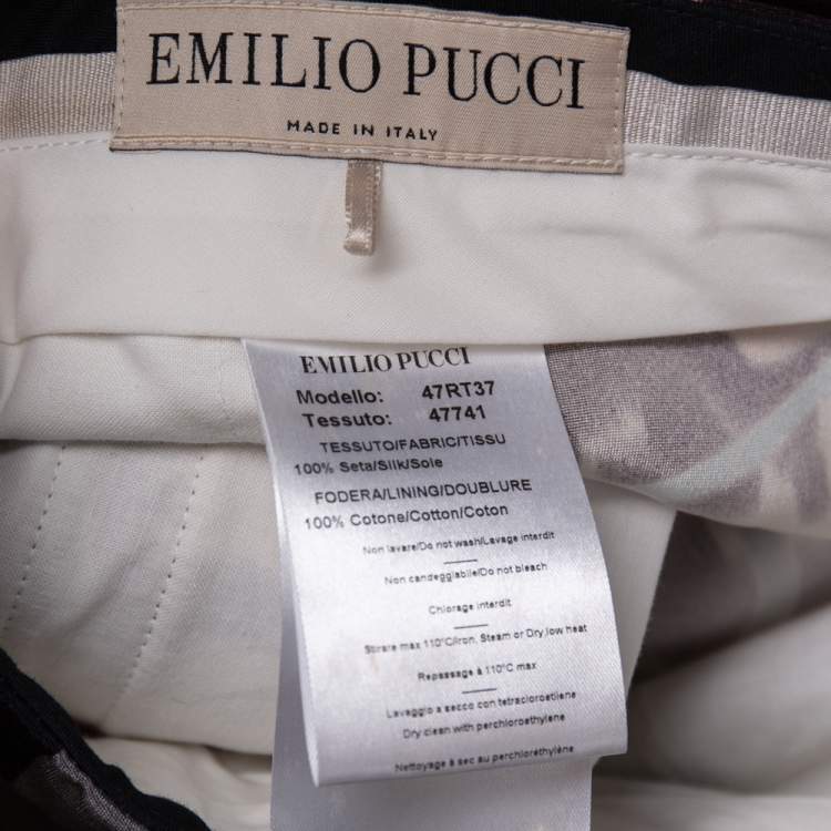 Pre Owned Emilio Pucci Multicolor Printed Silk Cropped Pants M