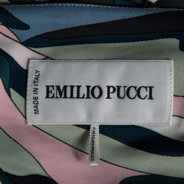 مملوكة مسبقًا Emilio Pucci Multicolor Jersey Embellished Long Sleeve Midi Dress M