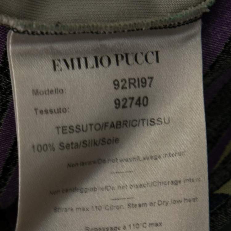Pre Owned Emilio Pucci Multicolor Floral Print Silk Midi Dress M