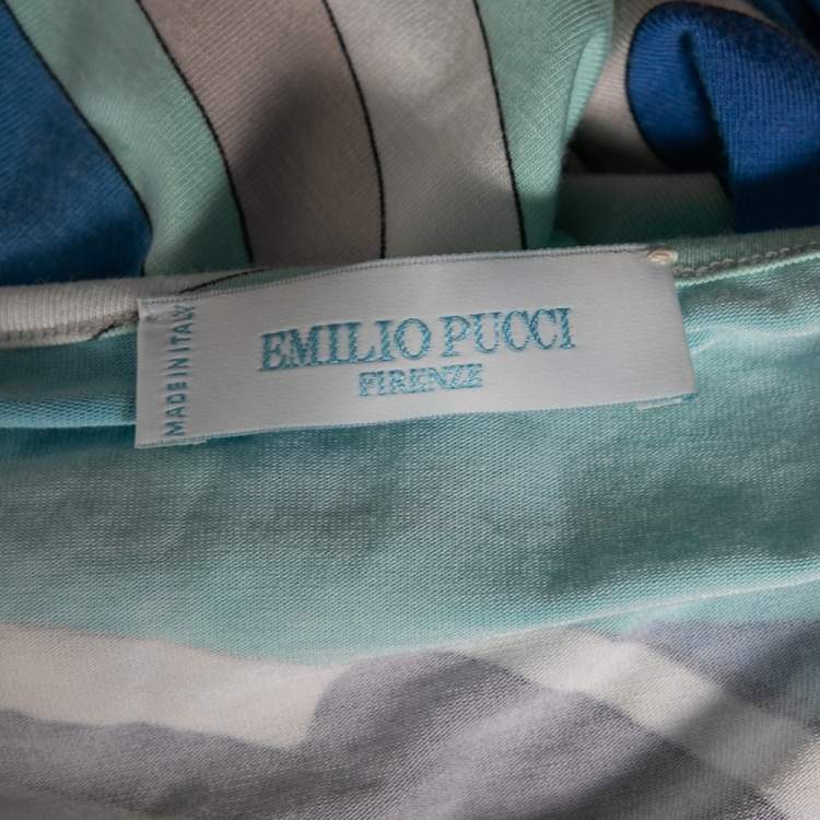 Pre Owned Emilio Pucci Multicolor Printed Knit Long Sleeve T-Shirt S