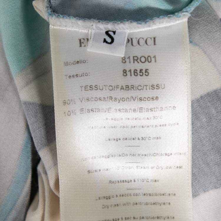 Pre Owned Emilio Pucci Multicolor Printed Knit Long Sleeve T-Shirt S