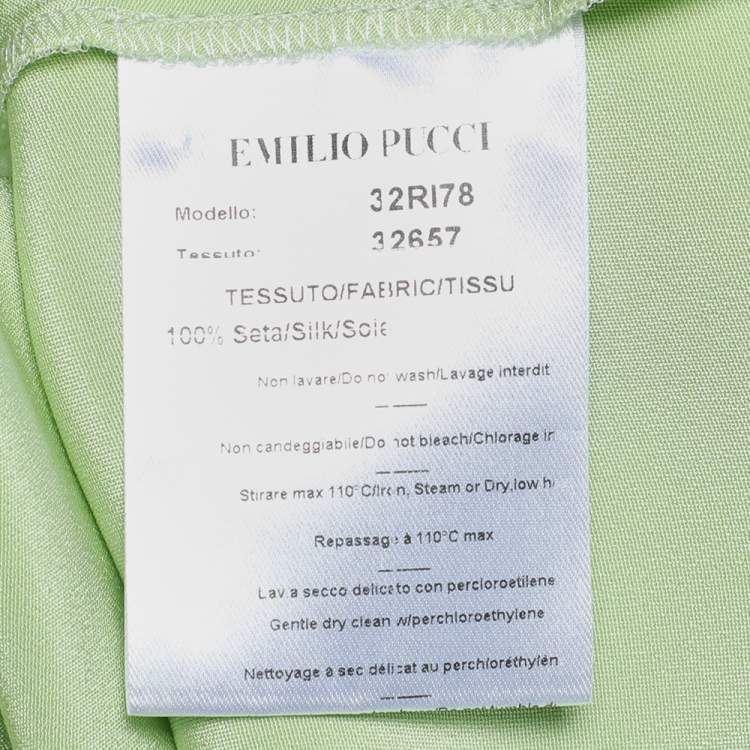 Pre Owned Emilio Pucci Green Embellished Silk Top (One Size)