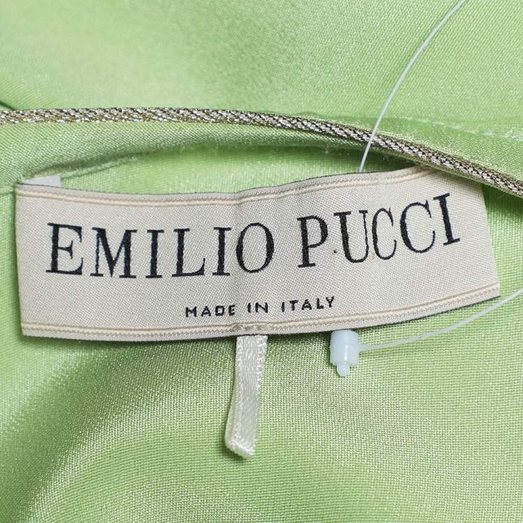 Pre Owned Emilio Pucci Green Embellished Silk Top (One Size)