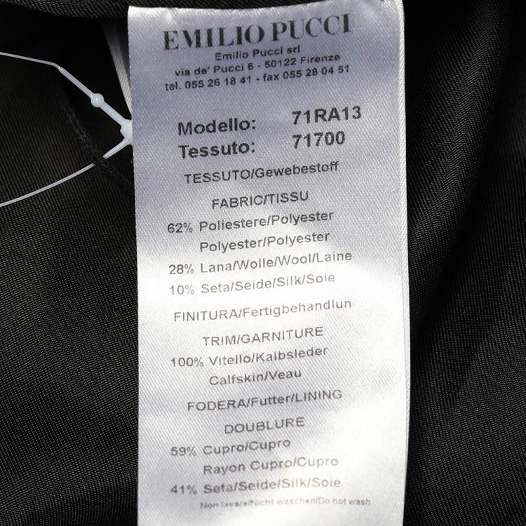 Pre Owned Emilio Pucci Black Leaf Jacquard Button Front Oversized Coat S
