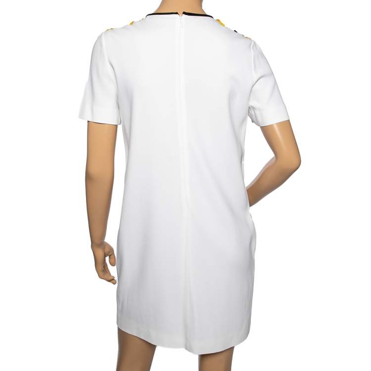 Pre Owned Emilio Pucci White Crepe Sequin Embellished Mini Dress M