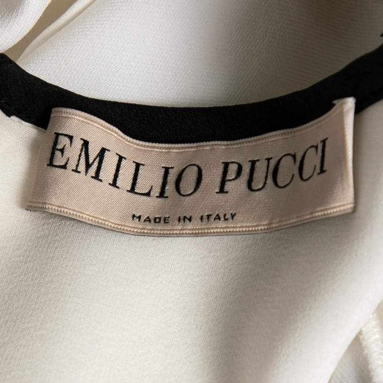 Pre Owned Emilio Pucci White Crepe Sequin Embellished Mini Dress M