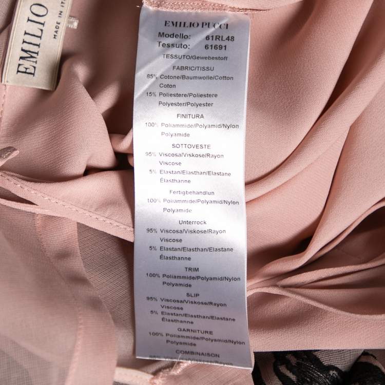 Pre Owned Emilio Pucci Blush Pink Tourist Applique Embroidered Cotton Net Shift Dress M