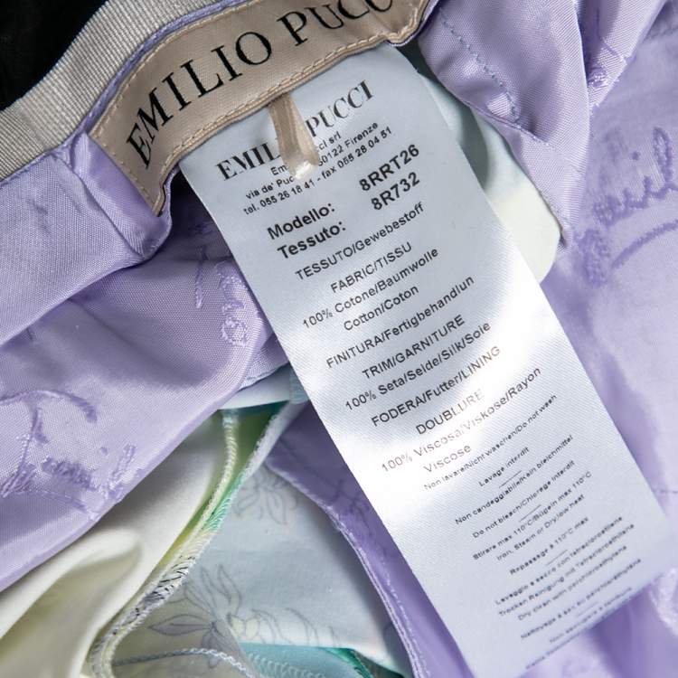 مملوكة مسبقًا Emilio Pucci Multicolor Floral Printed Cotton Tapered Leg Trousers M