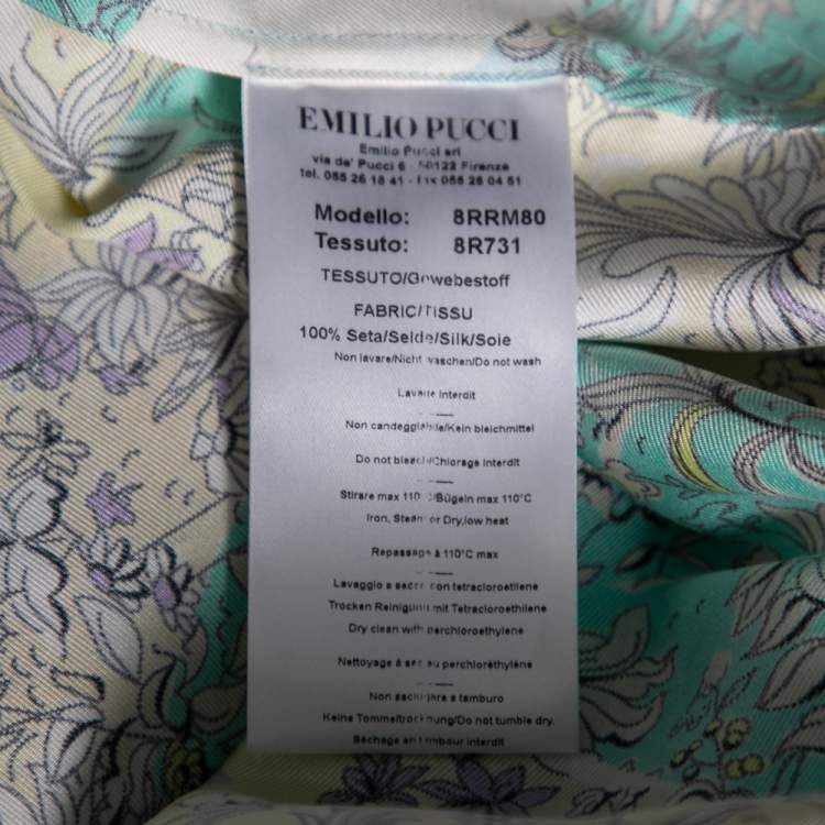 Pre Owned Emilio Pucci Multicolor Floral Printed Silk Top M